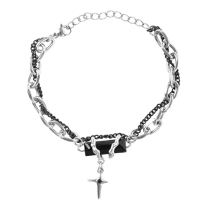 Bracelet for Men Gothic Double Chain Star Charm Link Chain Punk Hip Hop Unisex Style Rock Cool Adjustable Bracelet Gifts for Boyfriend & Husband